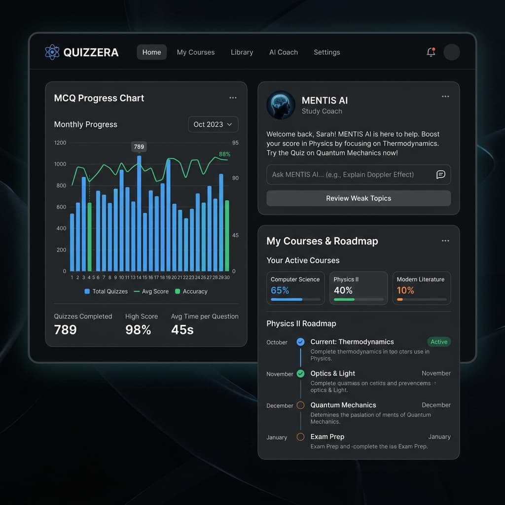QUIZZERA dashboard interface